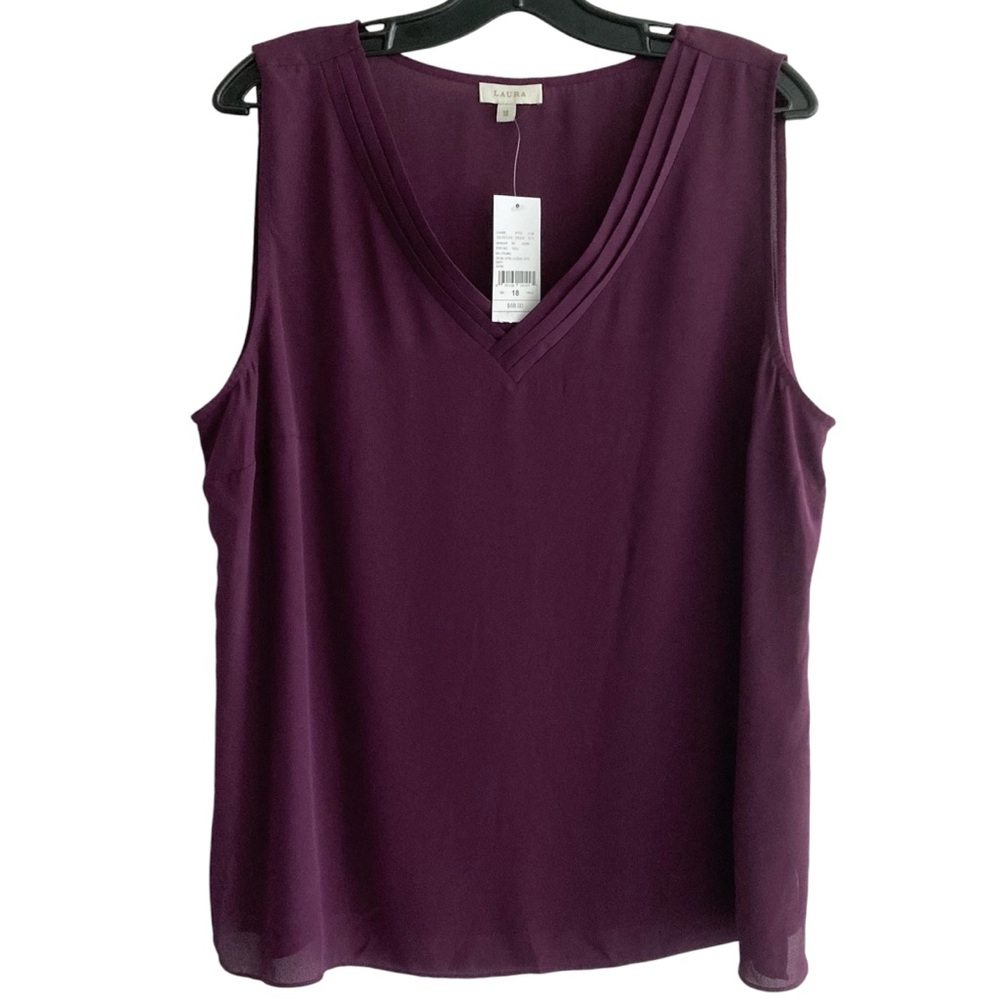 Laura Sheer Plum Sleeveless Top Size 18 - Picture 1 of 10